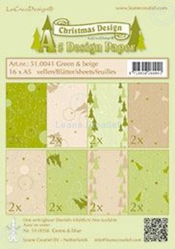 Image de Feuilles décorées Noël Green & Beige A5