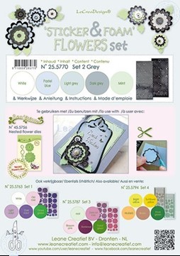 Afbeeldingen van Sticker &  Foam Flowers Set 2 Grijs 