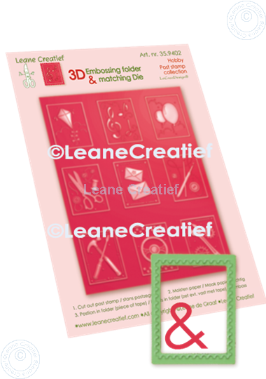 Bild von 3D Embossing Schablone & Schneideschablone Briefmarke Hobby, 9 Motive 3x4cm