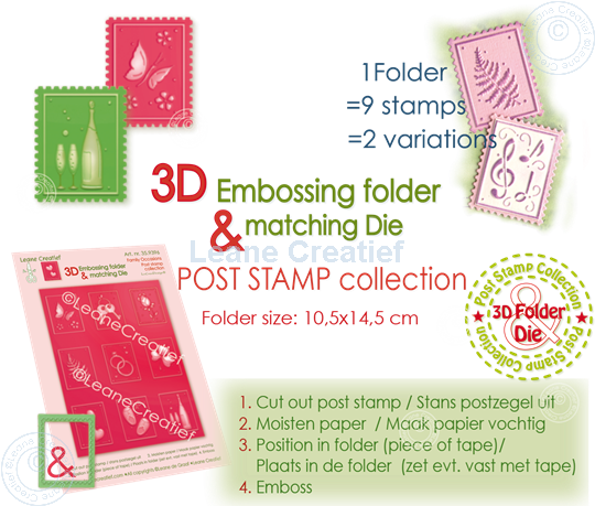 Afbeelding van 3D embossing folder & snijmal postzegels Familie, 9 motieven 3x4cm
