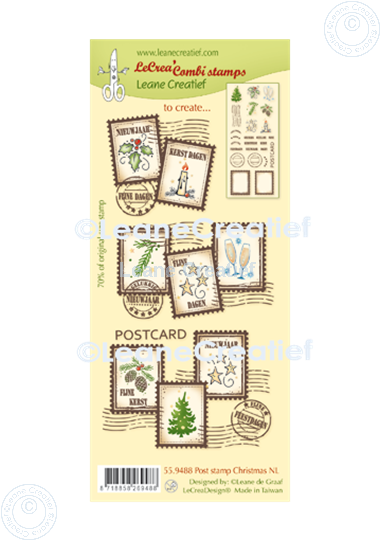 Picture of LeCreaDesign® combi clear stamp Post stamps Christmas NL 9 different , 3x4 cm.